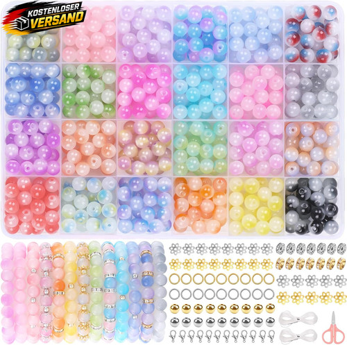 Bunte glasperlen set - bunte, 8mm