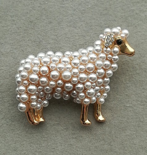 Schaf brosche gold perlen - schaf,